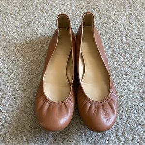 J Crew Flats 7.5 Brown Leather Round Toe Ballet